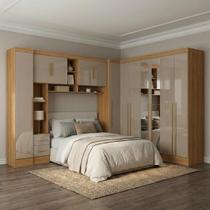 Guarda Roupa Casal Modulado 4 Peças 12 Portas 5 Gavetas com Espelho e Cabeceira 100% MDF Smart Cinamomo/Capuccino Guarda Roupa Casal Modulado 4 Peças 12 Portas 5 Gavetas com Espelho e Cabeceira 100% MDF Smart Cinamomo/Capuccino
