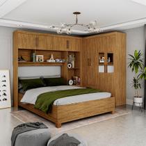 Guarda-Roupa Casal Modulado 4 Portas com Cama Hercules 4 Portas 4 Gavetas com Espelho