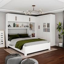 Guarda Roupa Casal Modulado 4 Portas com Cama Hercules 4 Portas e 4 Gavetas com Espelho Branco Guarda Roupa Casal Modulado 4 Portas com Cama Hercules 4 Portas e 4 Gavetas com Espelho Branco