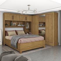 Guarda-Roupa Casal Modulado 4 Portas com Cama Santiago 3 Portas Plus 5 Gavetas com Espelho Marrom/Cinamomo Guarda-Roupa Casal Modulado 4 Portas com Cama Santiago 3 Portas Plus 5 Gavetas com Espelho Marrom/Cinamomo