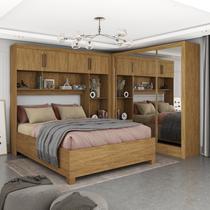 Guarda-Roupa Casal Modulado 4 Portas com Cama Santiago 3 Portas Premium 5 Gaveta com Espelho Marrom/Cinamomo Guarda-Roupa Casal Modulado 4 Portas com Cama Santiago 3 Portas Premium 5 Gaveta com Espelho Marrom/Cinamomo