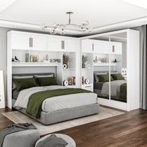 Guarda-Roupa Casal Modulado 4 Portas Santiago 3 Portas Premium 5 Gaveta com Espelho Branco