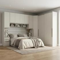 Guarda Roupa Casal Modulado 5 Peças com Cabeceira 9 Portas 9 Gavetas Seletto Areia Cinza Guarda Roupa Casal Modulado 5 Peças com Cabeceira 9 Portas 9 Gavetas Seletto Areia Cinza