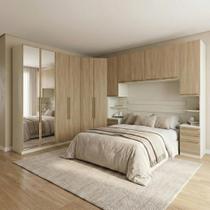 Guarda Roupa Casal Modulado 6 Peças com Espelho e Cabeceira 12 Portas 12 Gavetas Seletto Areia/Jequitibá Marrom Guarda Roupa Casal Modulado 6 Peças com Espelho e Cabeceira 12 Portas 12 Gavetas Seletto Areia/Jequitibá Marrom