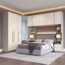 Guarda Roupa Casal Modulado 6 Peças Elegance com Espelho Cinza/Niquel/Blanc