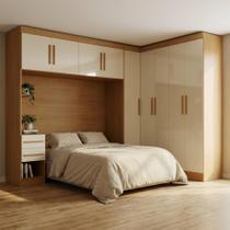Guarda Roupa Casal Modulado 9 Portas 5 Gavetas com Cabeceira em MDF Yescasa Cinamomo/Off White Guarda Roupa Casal Modulado 9 Portas 5 Gavetas com Cabeceira em MDF Yescasa Cinamomo/Off White