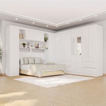 Guarda-Roupa Casal Modulado Andorra 11 Portas 4 Gavetas com Espelho Branco - Pnr Móveis
