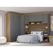 Guarda Roupa Casal Modulado Canto 9 Portas 6 Gavetas Veneza Avelã Pf-cinza Supremo Pf