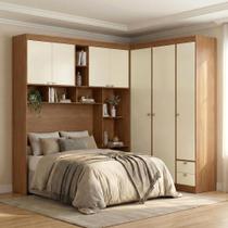 Guarda-roupa Casal Modulado com Cabeceira e Módulo Aéreo 7 Portas 4 Gavetas Lugano
