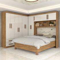Guarda-Roupa Casal Modulado com Cama Belgrado 11 Portas 6 Gavetas Cinamomo/Off White - Panorama Móveis Guarda-Roupa Casal Modulado com Cama Belgrado 11 Portas 6 Gavetas Cinamomo/Off White - Panorama Móveis