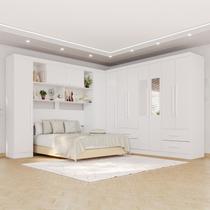 Guarda-Roupa Casal Modulado com Espelho 11 Portas 4 Gavetas Alemanha Branco - Sallêto Móveis Guarda-Roupa Casal Modulado com Espelho 11 Portas 4 Gavetas Alemanha Branco - Sallêto Móveis