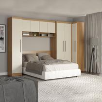 Guarda Roupa Casal Modulado com Painel Cabeceira 32680x218cm Selene 5 Peças MDP Carvalho Menu Móveis