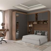 Guarda-Roupa Casal Modulado Fortaleza 7 Portas 4 Gavetas com Espelho Jatoba/Grafite - Panorama Móveis Guarda-Roupa Casal Modulado Fortaleza 7 Portas 4 Gavetas com Espelho Jatoba/Grafite - Panorama Móveis
