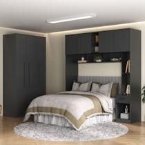 Guarda-Roupa Casal Modulado Lugano 7 Portas 3 Gavetas Grafite - Hecol Móveis Guarda-Roupa Casal Modulado Lugano 7 Portas 3 Gavetas Grafite - Hecol Móveis