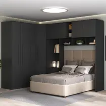 Guarda-Roupa Casal Modulado Lugano 8 Portas 3 Gavetas Grafite - Hecol Móveis