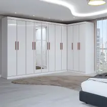Guarda-Roupa Casal Modulado Odisseia 11 Portas 4 Gavetas com Espelho Branco - Panorama Móveis Guarda-Roupa Casal Modulado Odisseia 11 Portas 4 Gavetas com Espelho Branco - Panorama Móveis