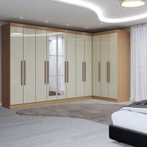 Guarda-Roupa Casal Modulado Odisseia 11 Portas 4 Gavetas com Espelho Cinamomo/Off White - Panorama Móveis