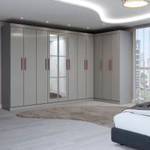 Guarda-Roupa Casal Modulado Odisseia 11 Portas 4 Gavetas com Espelho Onix - Panorama Móveis