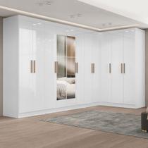 Guarda-Roupa Casal Modulado Paris 11 Portas 4 Gavetas com Espelho Branco - Maxel Guarda-Roupa Casal Modulado Paris 11 Portas 4 Gavetas com Espelho Branco - Maxel
