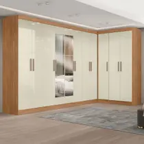 Guarda-Roupa Casal Modulado Paris 11 Portas 4 Gavetas com Espelho Cinamomo/Off White - Maxel Guarda-Roupa Casal Modulado Paris 11 Portas 4 Gavetas com Espelho Cinamomo/Off White - Maxel