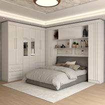 Guarda-Roupa Casal Modulado Positano 10 Portas 4 Gavetas Ripado com Espelho Branco - Panorama Móveis