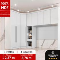 Guarda Roupa Casal Modulado Safira 008 em MDF Com 8 Portas e 4 Gavetas Roupeiro para Quarto