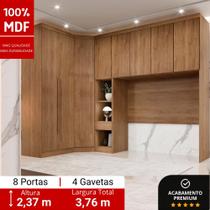 Guarda Roupa Casal Modulado Safira 008 em MDF Com 8 Portas e 4 Gavetas Roupeiro para Quarto