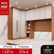 Guarda Roupa Casal Modulado Safira 008 em MDF Com 8 Portas e 4 Gavetas Roupeiro para Quarto