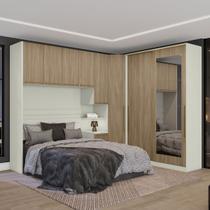 Guarda-Roupa Casal Modulado Seletto 8 Portas 6 Gavetas com Espelho Me21 Areia/Jequitibá - Henn