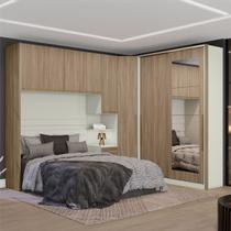 Guarda-Roupa Casal Modulado Seletto 8 Portas 6 Gavetas com Espelho Me22 Areia/Jequitibá - Henn Guarda-Roupa Casal Modulado Seletto 8 Portas 6 Gavetas com Espelho Me22 Areia/Jequitibá - Henn