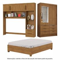 Guarda Roupa Casal Modulado Sevilha 4 e 2 Portas 8 Gavetas com Espelho e Cama Casal Carioca Móveis