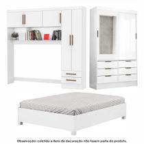 Guarda Roupa Casal Modulado Sevilha 5 e 2 Portas 8 Gavetas com Espelho e Cama Casal Carioca Móveis