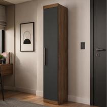 Guarda Roupa Casal Modular 1 Porta Gênova Plus Marrom/Ipê Wood/Grafite