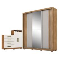 Guarda Roupa Casal Moema Amêndola Nude Flex com Espelho e Pés e Cômoda Sapateira Aurea com Pés Amêndola Touch - Demóbile Guarda Roupa Casal Moema Amêndola Nude Flex com Espelho e Pés e Cômoda Sapateira Aurea com Pés Amêndola Touch - Demóbile