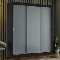 Guarda-roupa Casal Mônaco 3 Portas Preto/Cinza Preto/Cinza Guarda-roupa Casal Mônaco 3 Portas Preto/Cinza Preto/Cinza