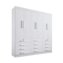 Guarda Roupa Casal Mônaco 6 Portas 12 Gavetas MDF Branco Guarda Roupa Casal Mônaco 6 Portas 12 Gavetas MDF Branco
