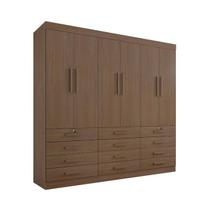 Guarda Roupa Casal Mônaco 6 Portas 12 Gavetas MDF Castanho Guarda Roupa Casal Mônaco 6 Portas 12 Gavetas MDF Castanho