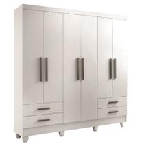 Guarda Roupa Casal Monaco 6 Portas 4 Gavetas Branco - MinasPlac