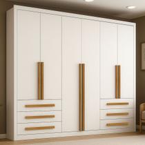 Guarda-Roupa Casal Monaco Plus 6 Portas 6 Gavetas Branco - Maxel Guarda-Roupa Casal Monaco Plus 6 Portas 6 Gavetas Branco - Maxel