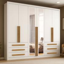 Guarda-Roupa Casal Monaco Plus 6 Portas 6 Gavetas com Espelho Branco - Maxel