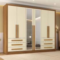 Guarda-Roupa Casal Monaco Plus 6 Portas 6 Gavetas com Espelho Cinamomo/Off White - Maxel