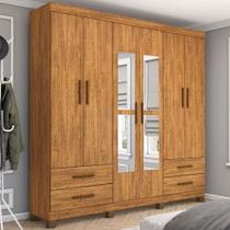 Guarda-Roupa Casal Mondo 6 Portas 4 Gavetas com Pés e Espelho Cinamomo - Pnr Móveis Guarda-Roupa Casal Mondo 6 Portas 4 Gavetas com Pés e Espelho Cinamomo - Pnr Móveis