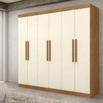 Guarda-Roupa Casal Monte 6 Portas 2 Gavetas 100% Mdf Cinamomo/Off White - Pnr Móveis