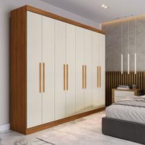 Guarda-Roupa Casal Monte 8 Portas 4 Gavetas 100% Mdf Cinamomo/Off White - Pnr Móveis