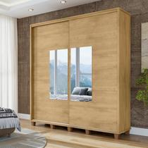 Guarda-Roupa Casal Monte Carlo com 2 Portas de Correr com Espelho e 4 Gavetas Internas e Maleiros Marrom/Cinamomo