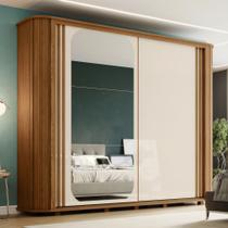 Guarda Roupa Casal Mozzate Cantos Arredondados com Ripado 2 Portas Deslizantes 6 Gavetas com Usinagem e Pes Inclusos