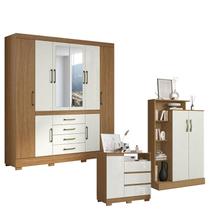 Guarda Roupa Casal Nápole 2045149 com Armário Multiuso Florença 2000199 e Cômoda Sapateira 2014143 Atacama Off White - Aramóveis Guarda Roupa Casal Nápole 2045149 com Armário Multiuso Florença 2000199 e Cômoda Sapateira 2014143 Atacama Off White - Aramóveis