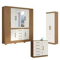 Guarda Roupa Casal Nápole 2045149 e Armário Multiuso 2000191 e Cômoda Milão Atacama Off White - Aramóveis Guarda Roupa Casal Nápole 2045149 e Armário Multiuso 2000191 e Cômoda Milão Atacama Off White - Aramóveis