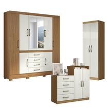 Guarda Roupa Casal Nápole 2045149 e Armário Multiuso New 2000192 e Cômoda Londres Atacama Off White - Aramóveis Guarda Roupa Casal Nápole 2045149 e Armário Multiuso New 2000192 e Cômoda Londres Atacama Off White - Aramóveis