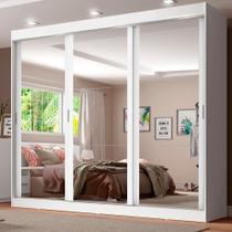 Guarda-Roupa Casal Napoli 3 Portas de Espelho Branco Madesa